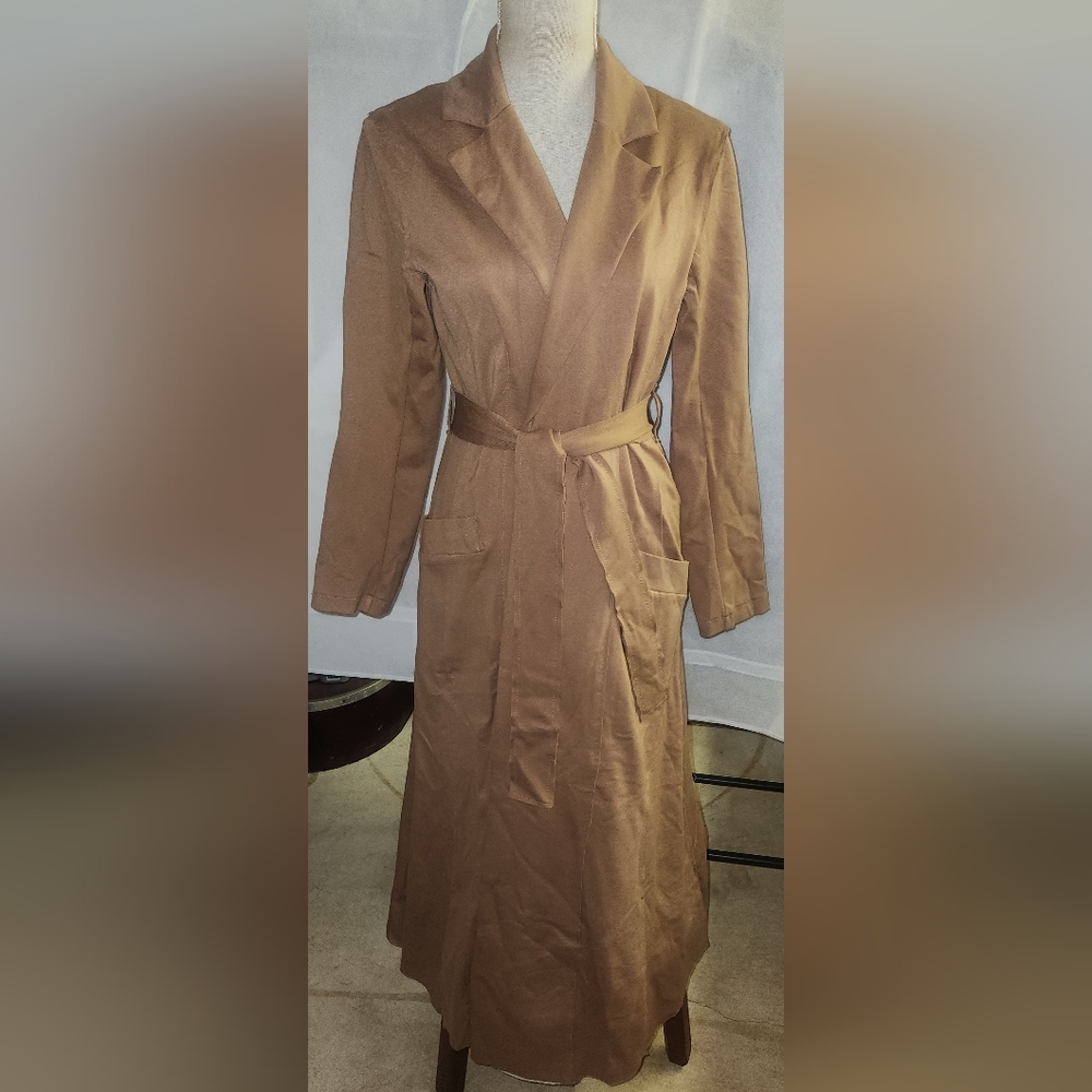 T Tahari Faux Suede Trench Coat Size Small